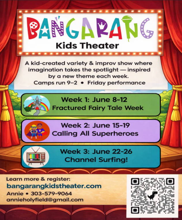 Bangarang Kids Theater Camp Flyer and link to website https://www.bangarangkidstheater.com/