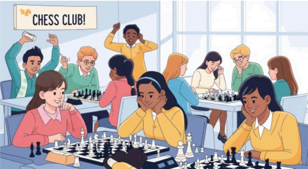 a group of teen are playing chess