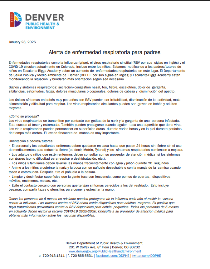 Alerta de enfermedad respiratoria para padres