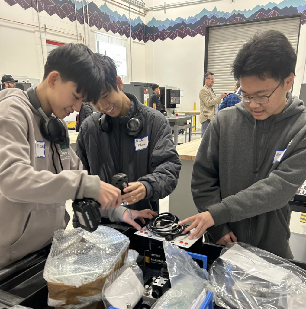 kids working on robot