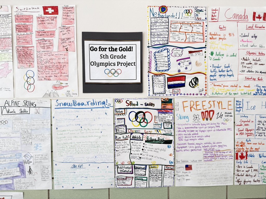 Student posters explaining olympic sports