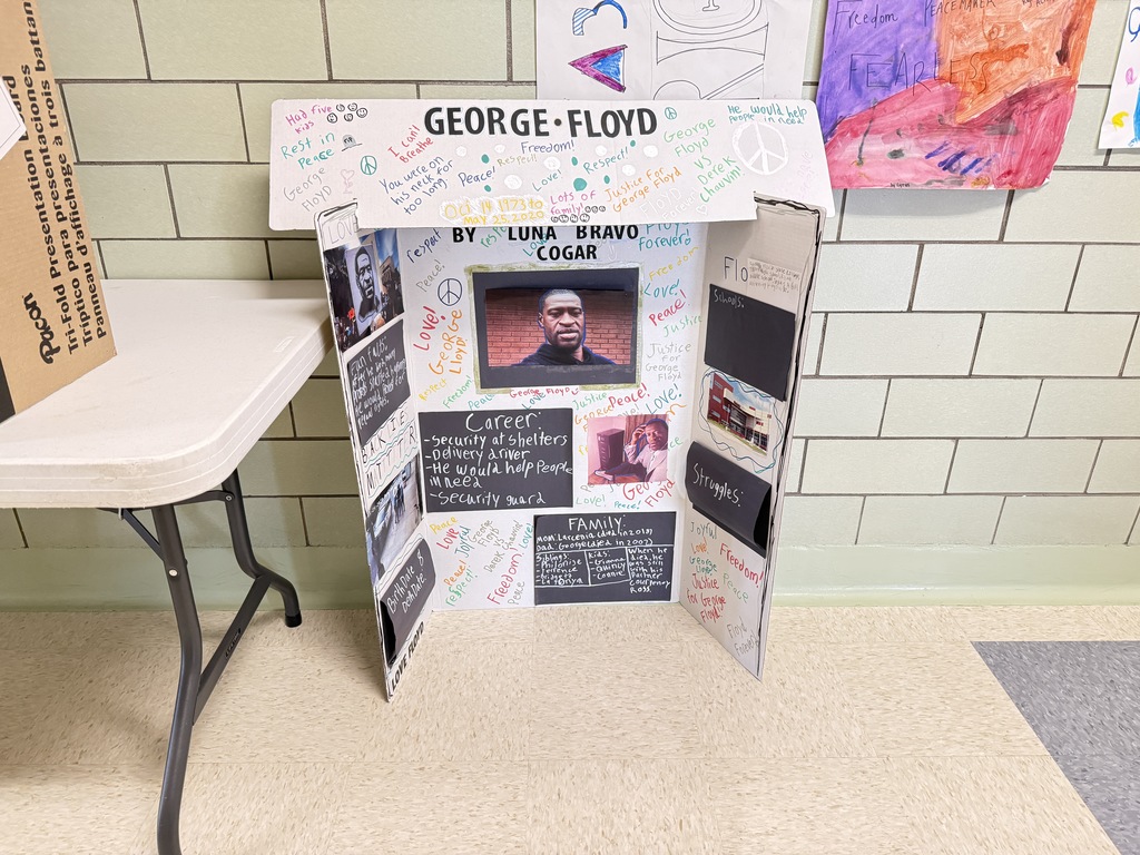 Student poster about the life of George Floyd. 