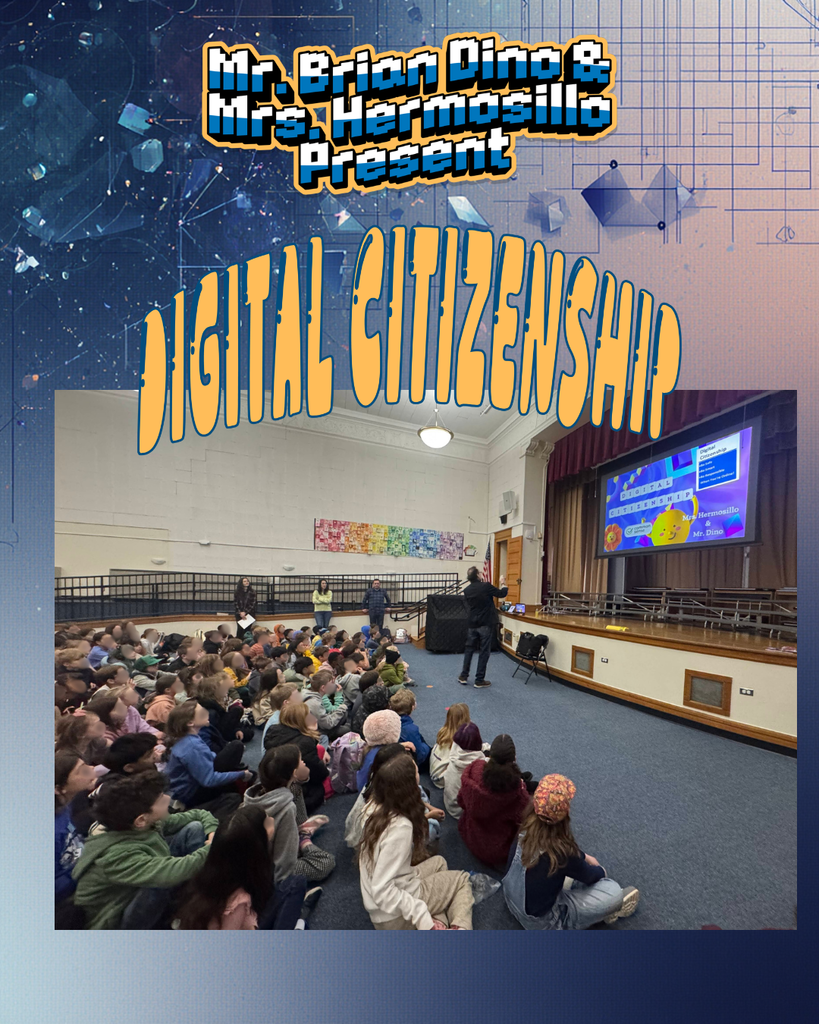 Brian Dino and Britney Hermosillo visit Polaris to present Digital Citizenship. Picture of students watching Mr. Dino