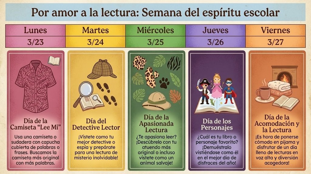 Spirit week details in Spanish