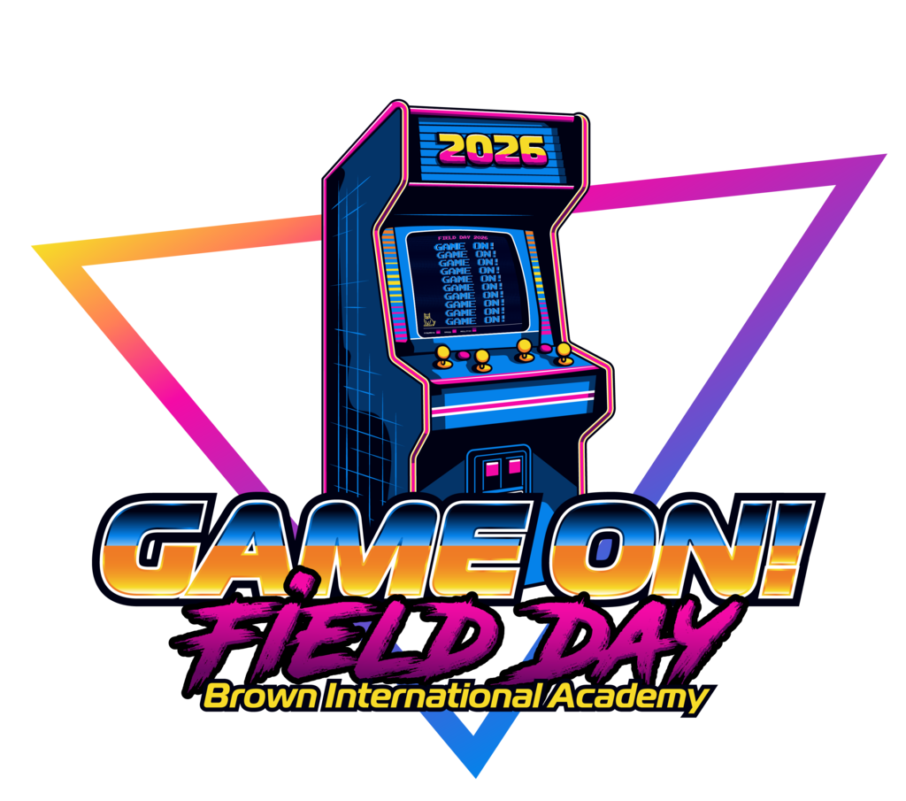 Retro Arcade Game with "Game on!" Field Day Logo.