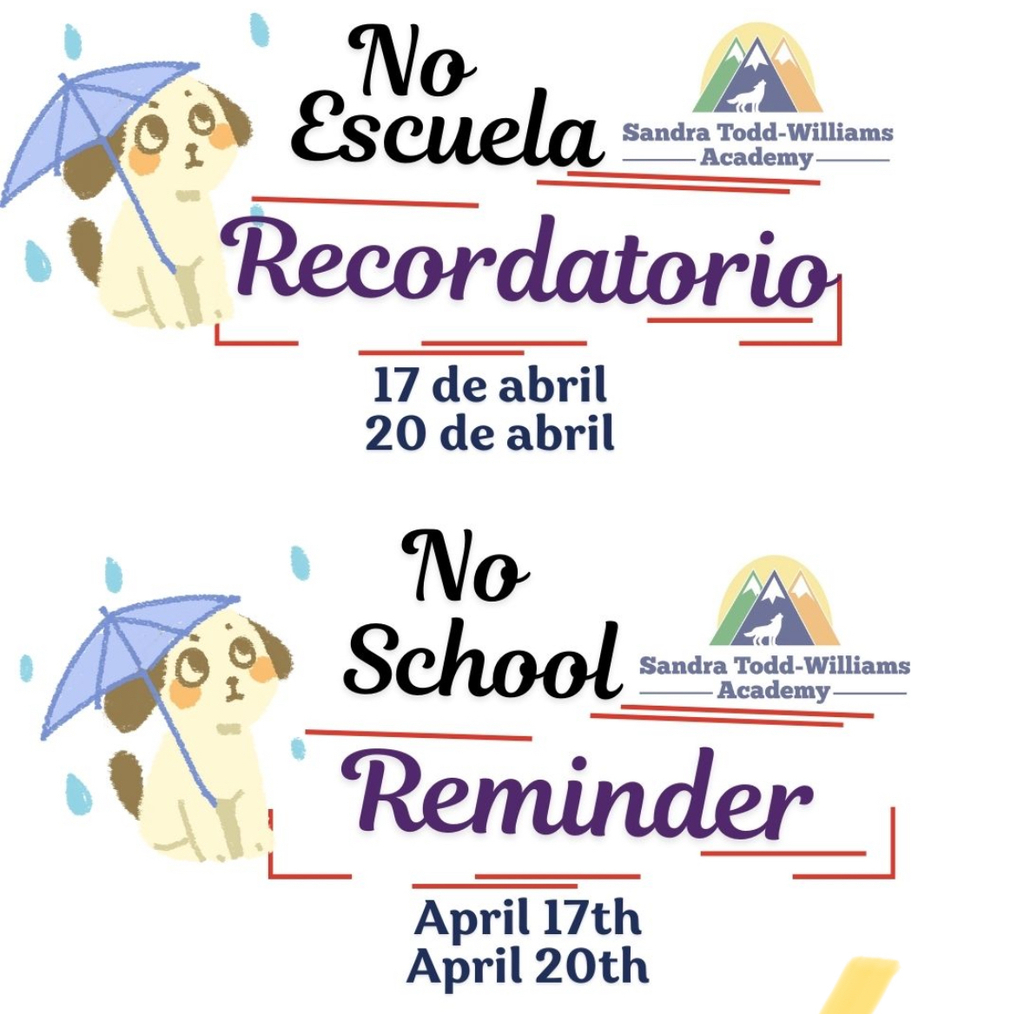 No School April 17th and 20th