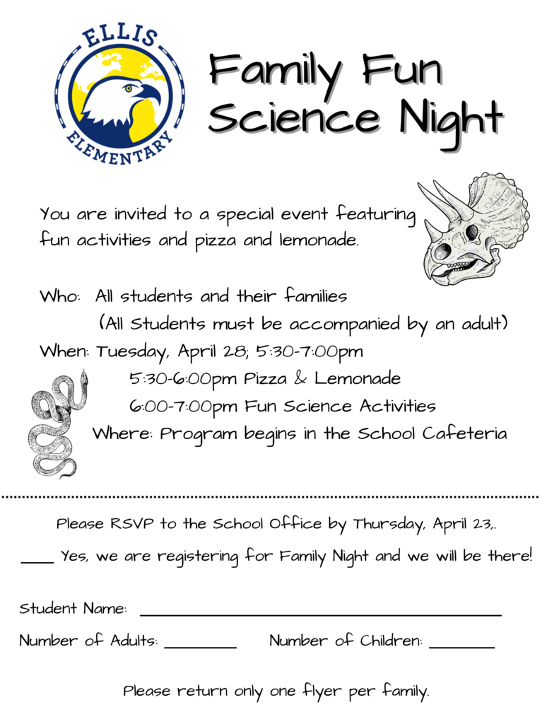 Ellis Science Night flyer with details in English