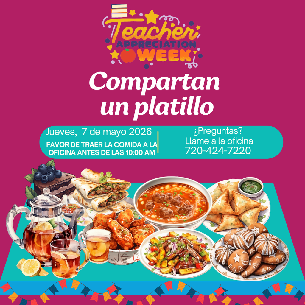 Compartan un platillo, jueves 7 de mayo. Favor de traer la comida a la oficina antes de las 10 am