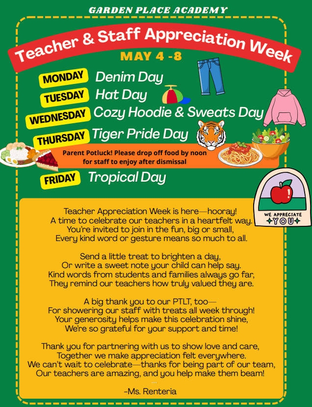 Teacher & Staff Appreciation Spirit Week!