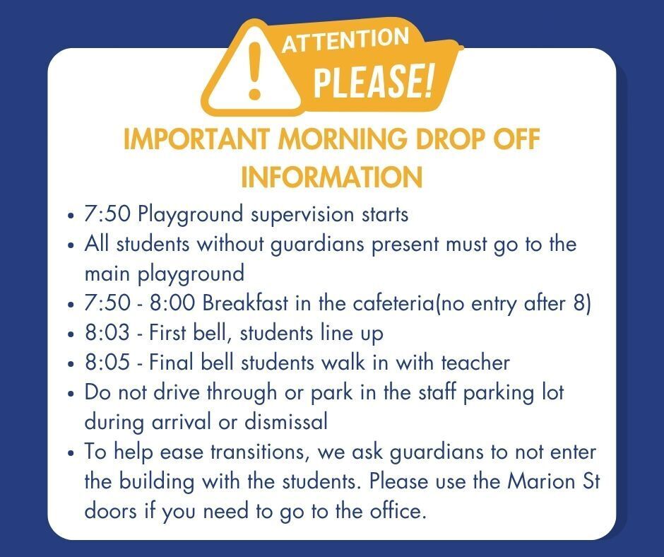 Morning Drop Off Information
