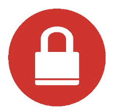 Icon of a padlock in a red circle.