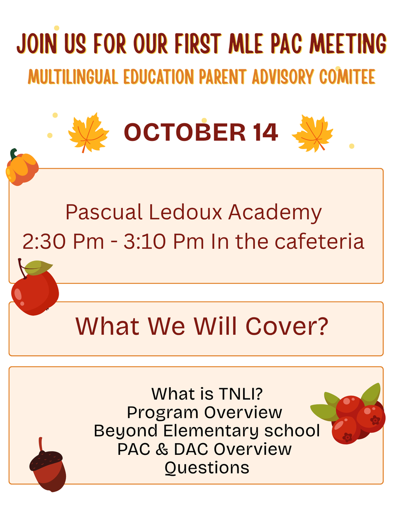 An invitation with a white background. The event is titled "Join Us for Our First MLE PAC Meeting". Date is October 14.