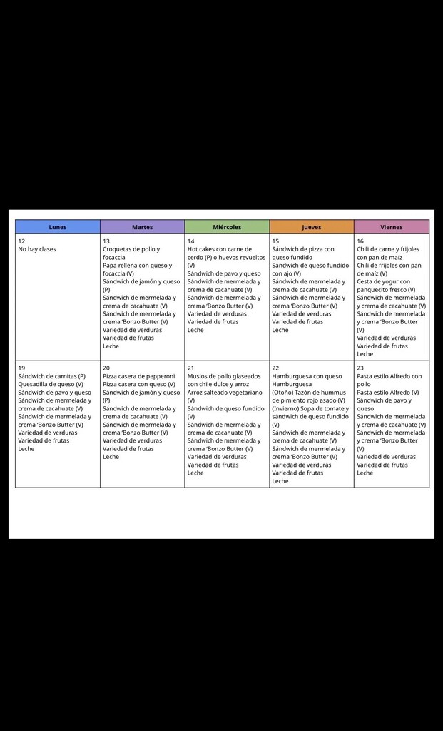 Document with multiple columns of text. Top row has headings. The background is a plain white.