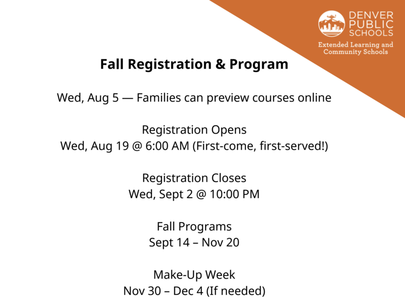 Fall Registration Info