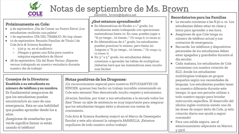 screen shots of the newsletter. spanish