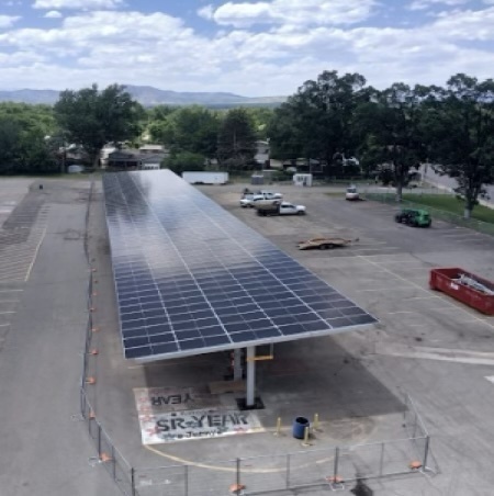 Solar carport installation at John F. Kennedy High