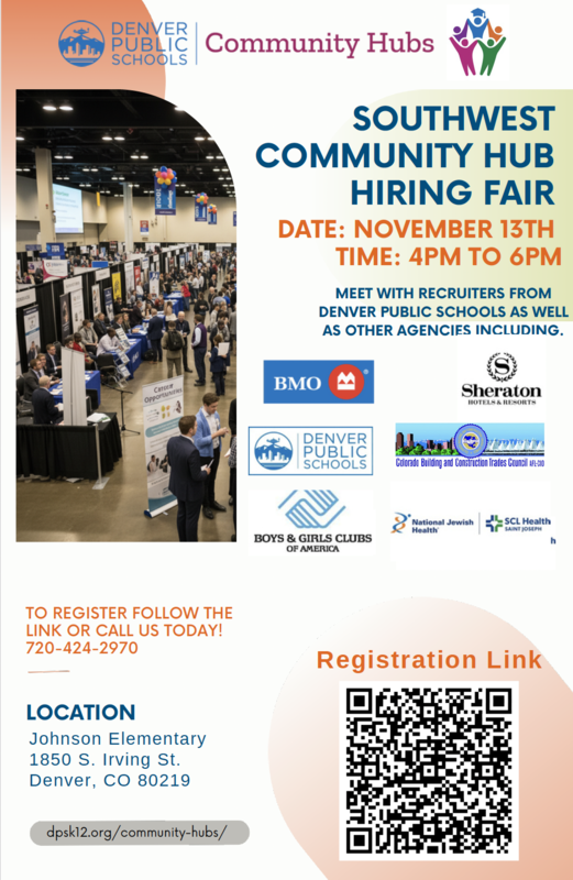 southwest community hub hiring fair flyer in English