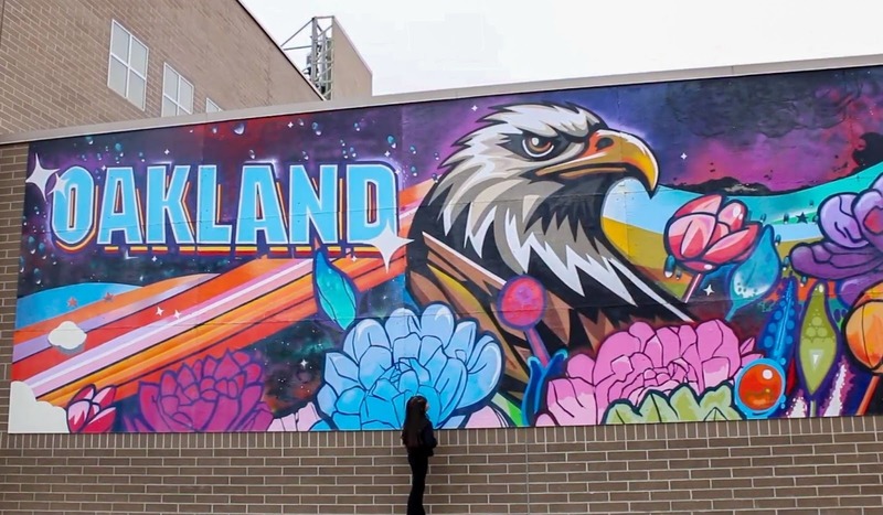 Person looking at mural