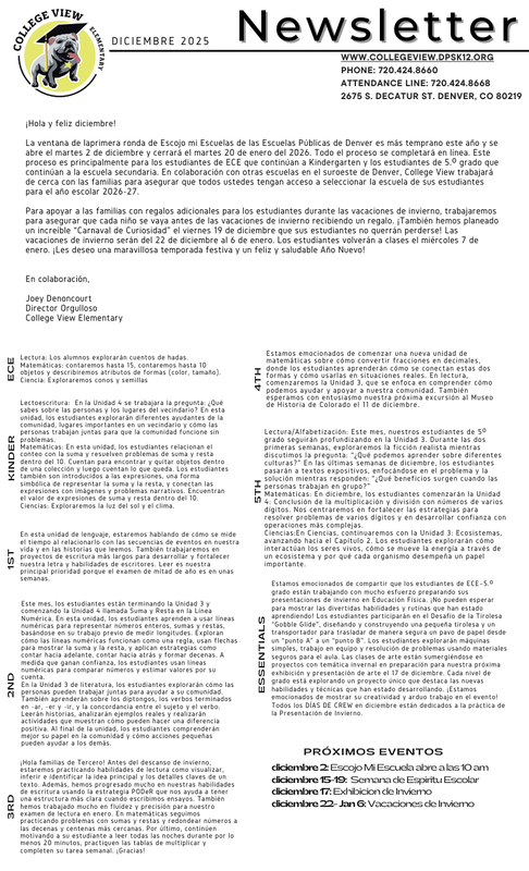 December Newsletter-Spanish