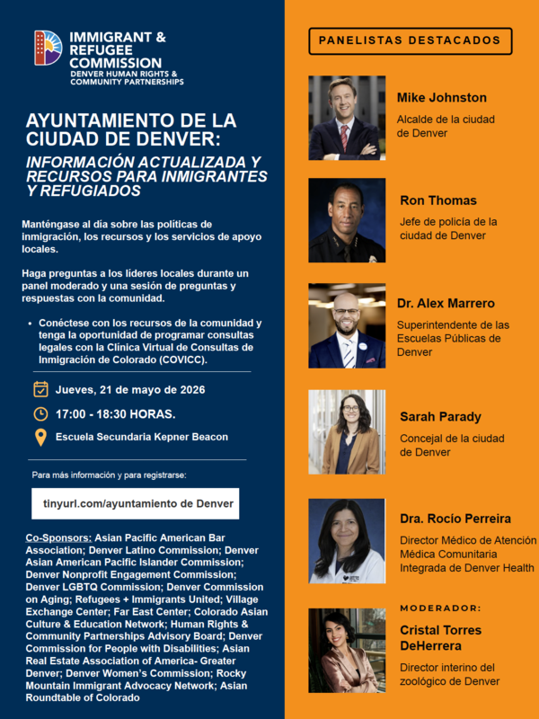 Spanish flyer for town hall meeting May 21