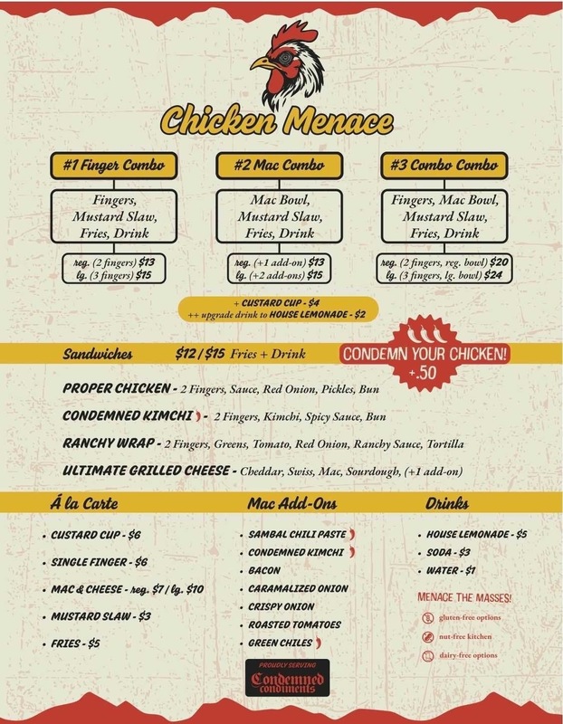 Chicken Menace Menu