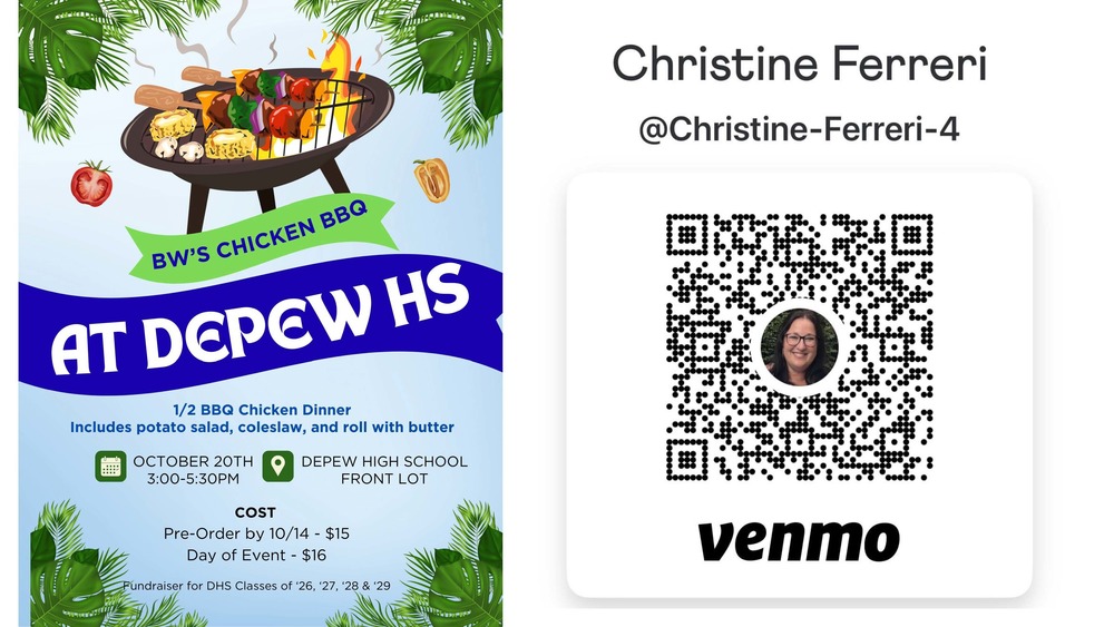 Depew chicken bbq flyer and venmo info