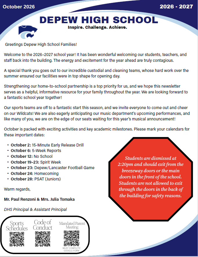 image of first page of newsletter