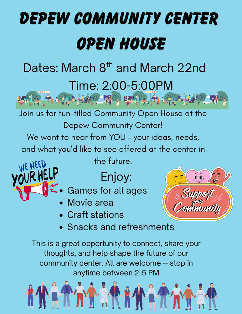 Depew Community Center Open House flyer