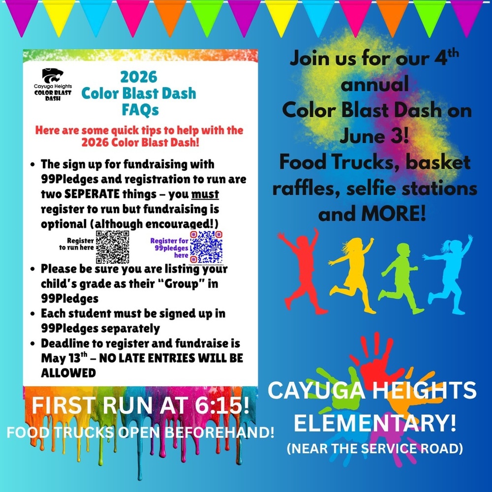 Color Blast Dash FAQ's Flyer