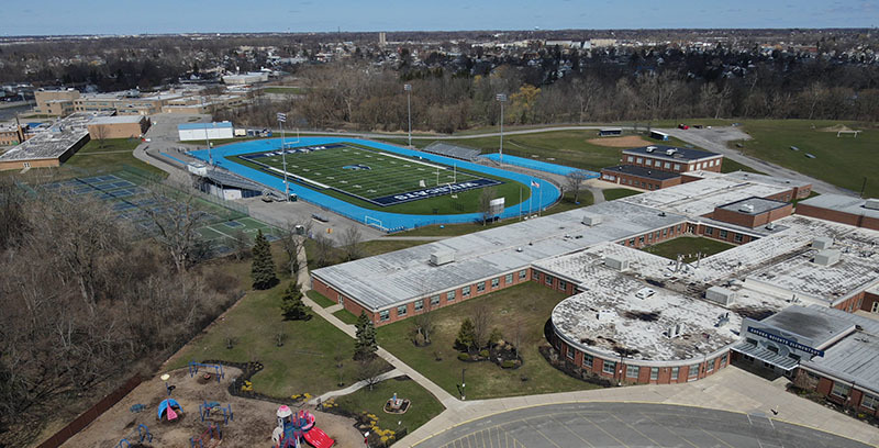 aeriel view of athletics fields