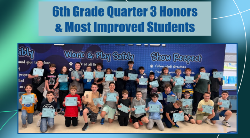 6th grade honor roll recipients.