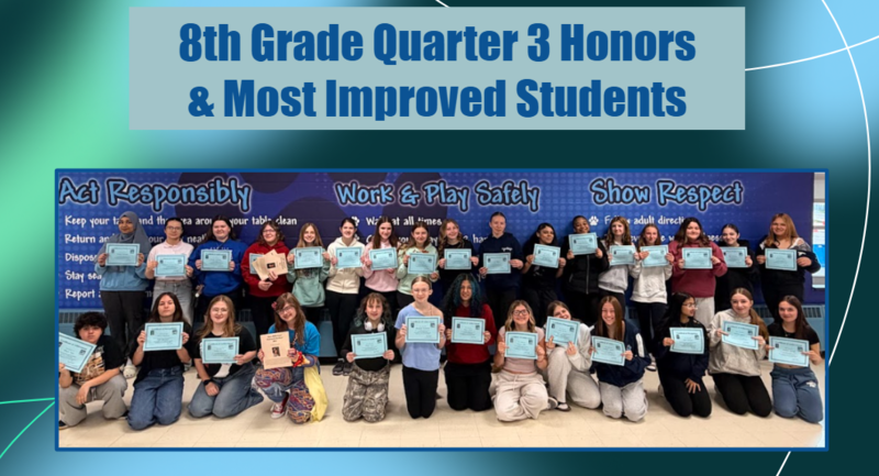 8th grade honor roll recipients.