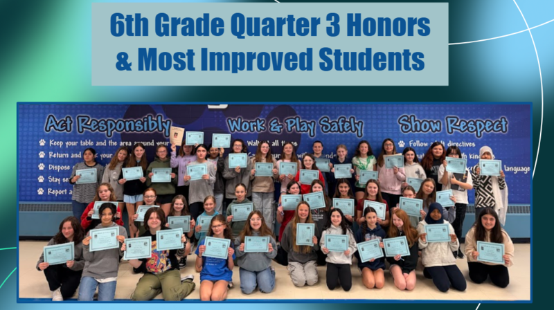 6th grade honor roll recipients.