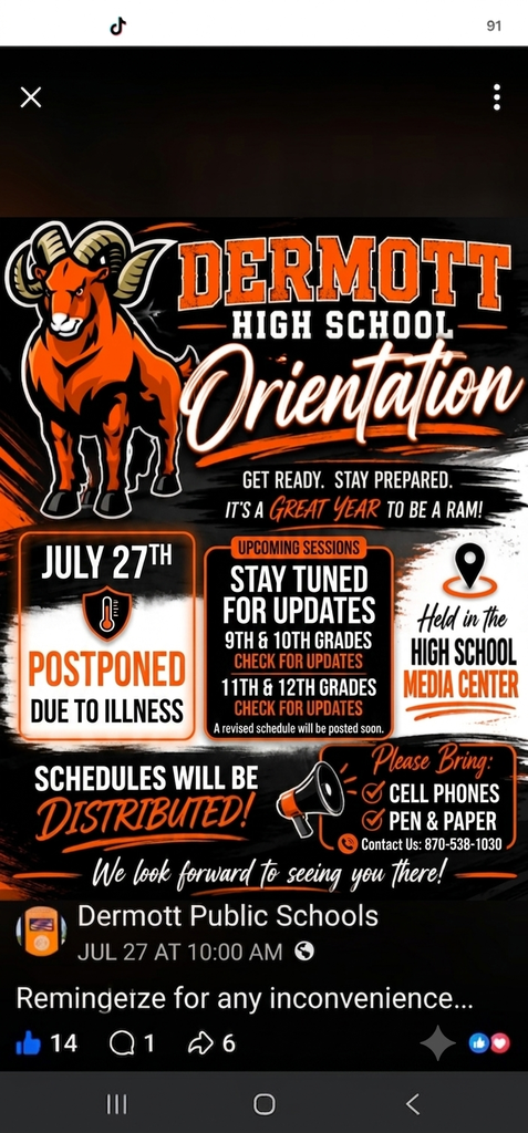 7th and 8th grade orientation postponed! 