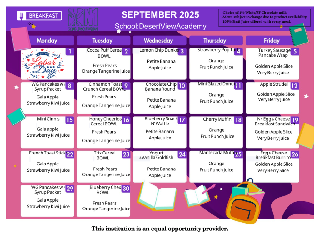 September Menus