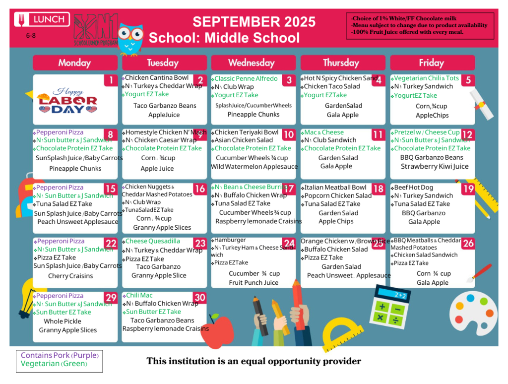 September Menus