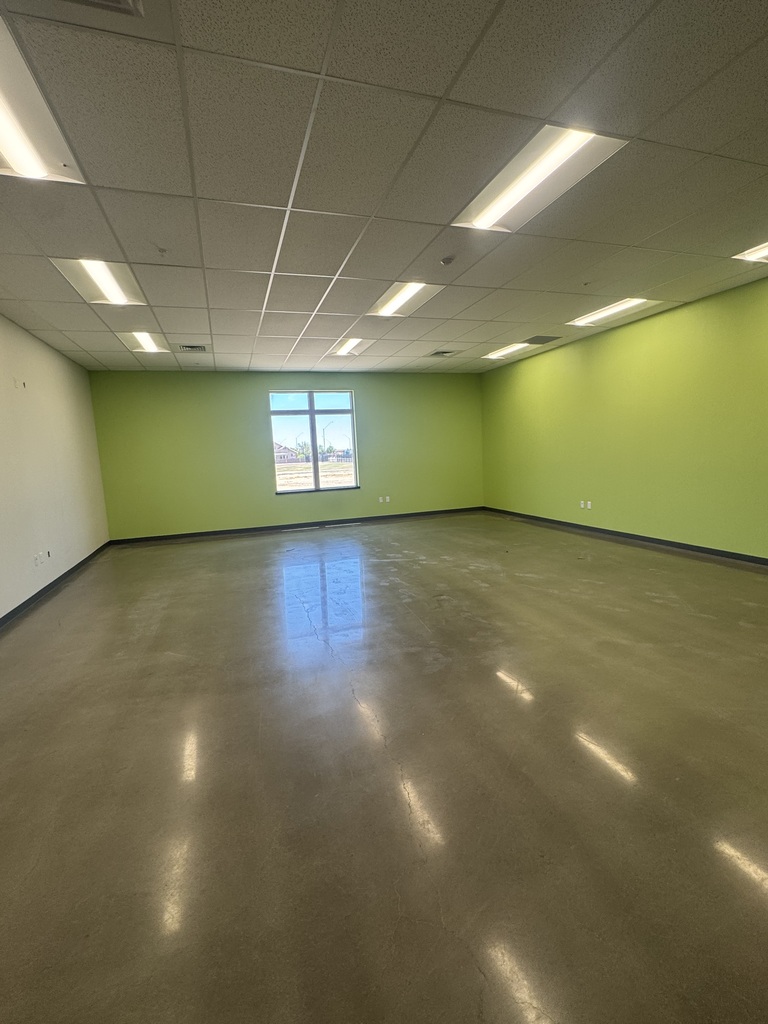 Classroom with green painted wall 