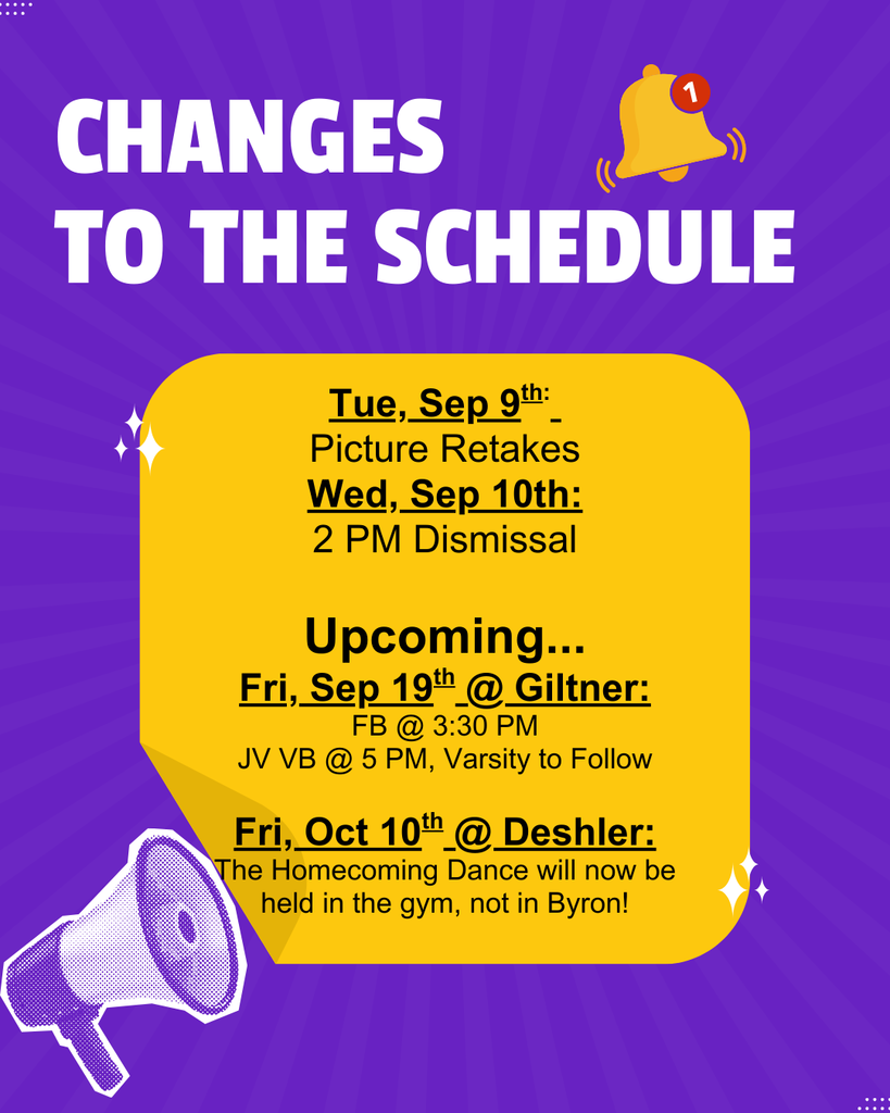 changes to the schedule