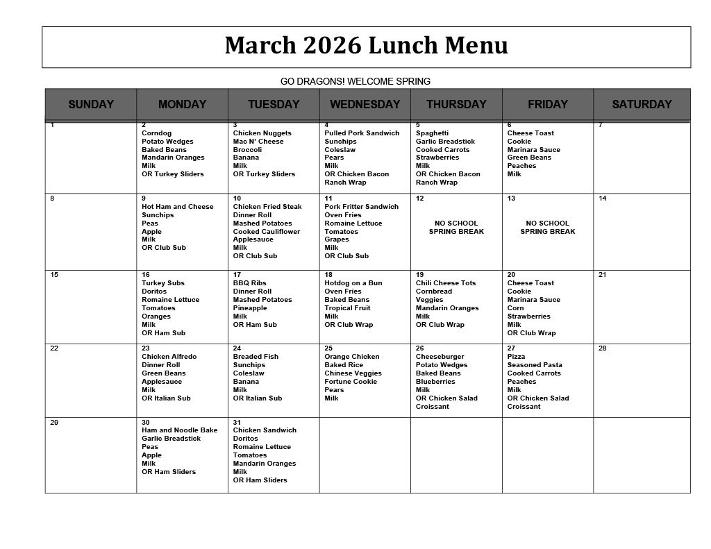 LUNCH MENU