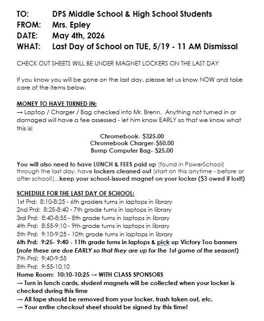 last day schedule