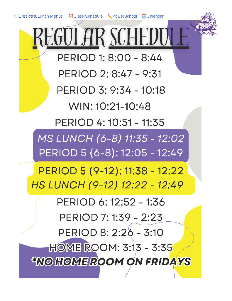 REGULAR SCHEDULE
