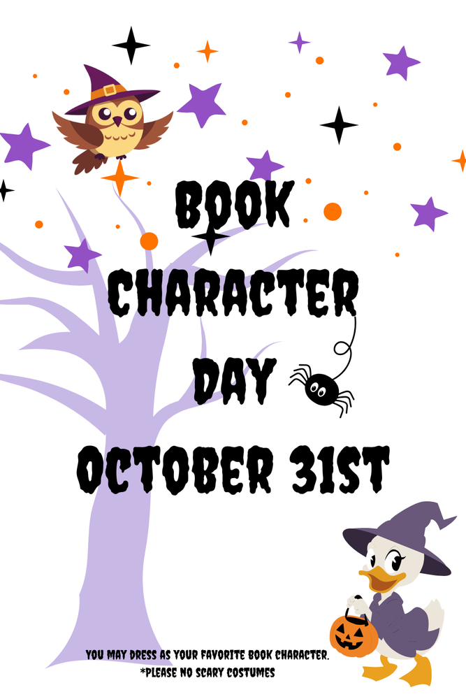 Book Character Day October 31st
