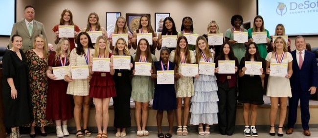 2025 Volleyball Team being honored at Central Services