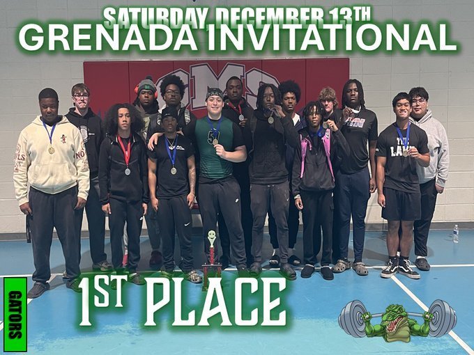 Boys Powerlifting Team at Grenada Invitational. Saturday, December 13th. 1st Place