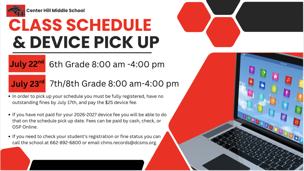 Class Schedule and Device Pick up