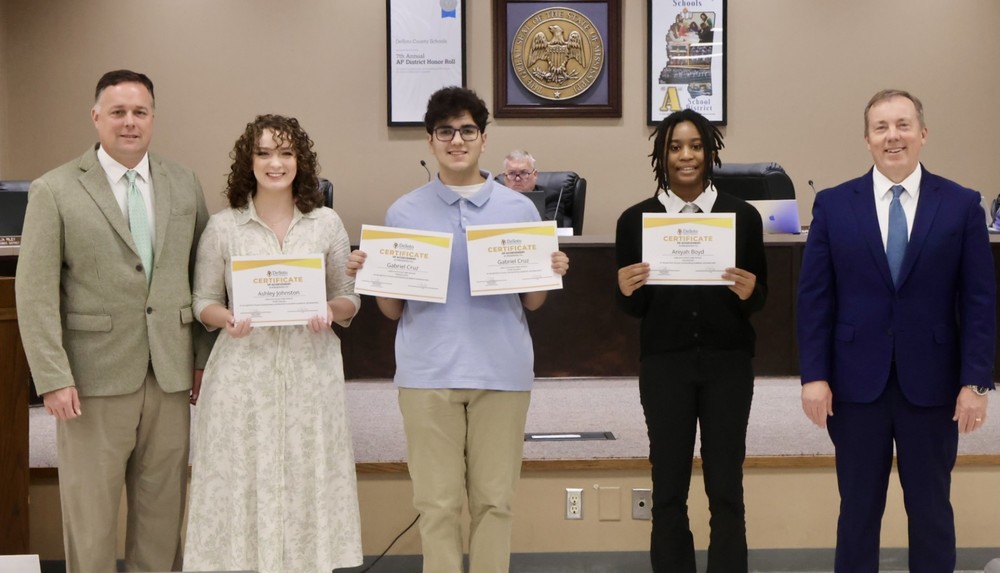 Congratulations to these stellar seniors from Lake Cormorant High School: Valedictorian & STAR Student - Gabriel Cruz Salutatorian - Aniyah Boyd STAR Teacher - Ashley Johnston. Also pictured are Dr. Bobby Davis, LCHS principal and Supt. Cory Uselton