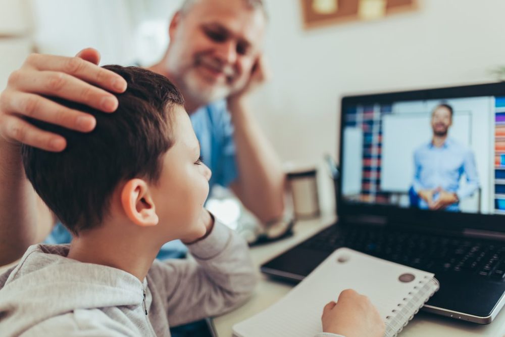 Son and father learning