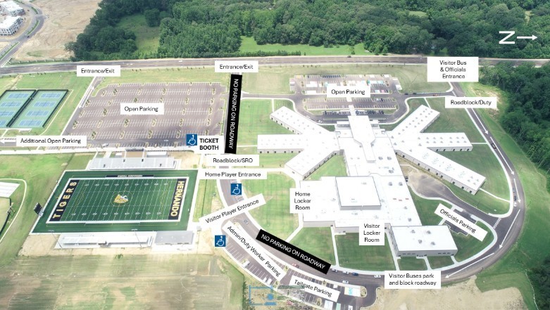 HHS Tiger Football Parking Map