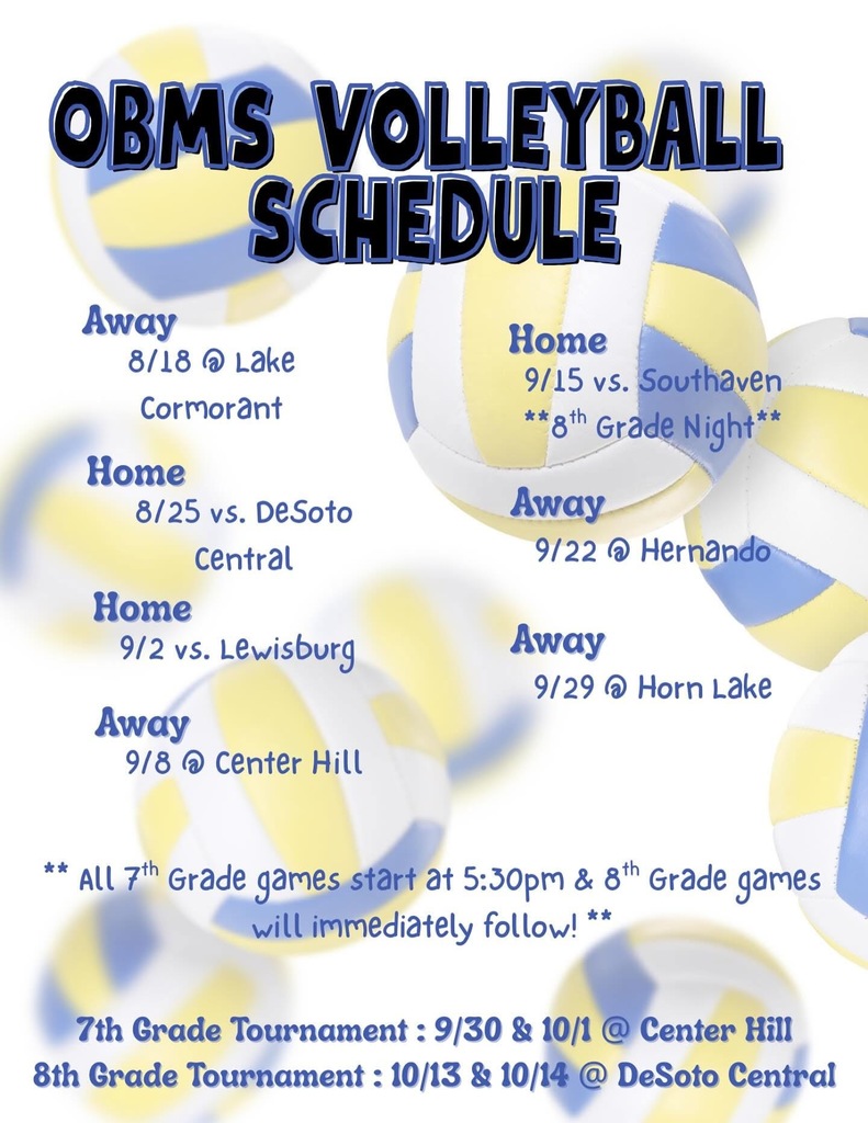 2025 OBMS Volleyball Schedule 