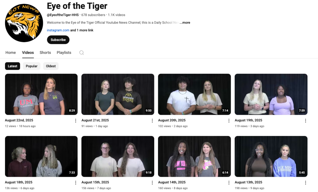 EOT DAILY NEWS BROADCASTs - Link https://www.youtube.com/@EyeoftheTiger-HHS/videos